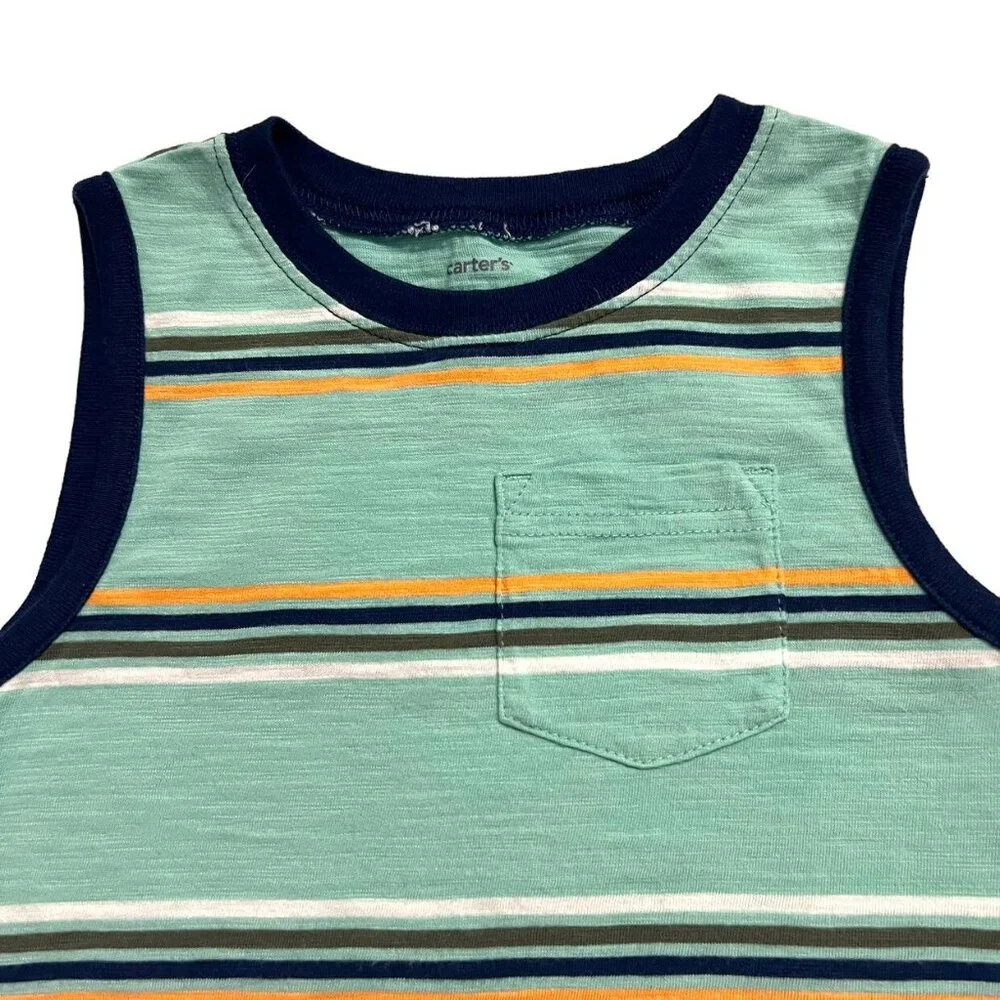 Carter's 4T Aqua Striped Pocket Tank Top